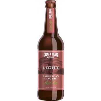 Пиво Craft Beer Master Big Hop Light American Lager (Крафт Бир Мастер Биг Хоп Лайт Американский Лагер) светлое фильтрованное 0.5л. ст.бут. алк. 3.3%