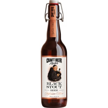 Пиво Craft Beer Master Black Stout (Крафт Бир Мастер Темный Стаут) темное нефильтрованное 0.5л. ст.бут. алк. 4.1%