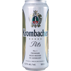 Пиво Кромбахер Пильс светлое (БАНКА) 4,8%, 0,5 x 24/ Krombacher Pils, Германия.