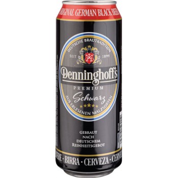 Пиво темное фильтрованное Деннингхоффс Щварц 4,9% 0,5х24 БАНКА