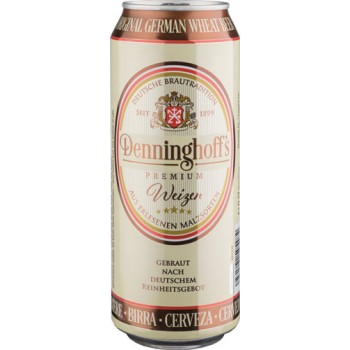 Пиво Denninghoffs Weizen (Деннингхоффс Вайзен) светлое нефильтрованное 0.5л ж/б (Германия)