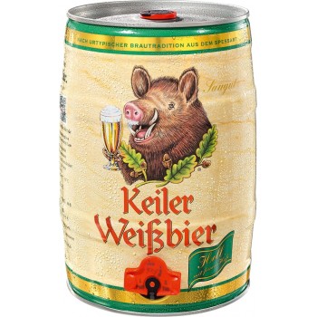 Пиво Keiler Weissbier Hell (Кайлер Вайсбир Хелль) светлое нефильтрованное 5 л бочка алк. 5.2%