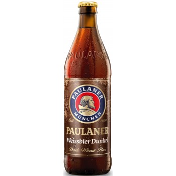 Пиво Пауланер Хефе-Вайсбир Дункель темное, пастериз., н/ф 5,3% 0,5 x 20 бут. / Paulaner Hefe-weissbier Dunkel, Германия.