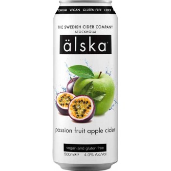 Сидр Alska Passion Fruit Apple (Альска яблоко маракуйя), 0.5 л х 24 ж/б алк. 4.0%
